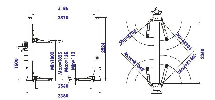 Подъемник 2-х стоечный FENIX PL-4.0-2CS 220V PL-4.0-2CS 220V+X004056 фото