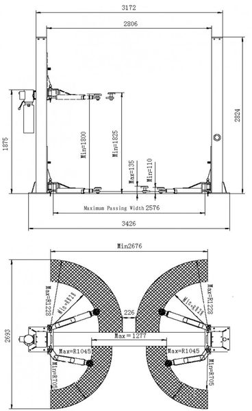 Подъемник 2-х стоечный 220V PL-4.0-2B PL-4.0-2B 220V фото